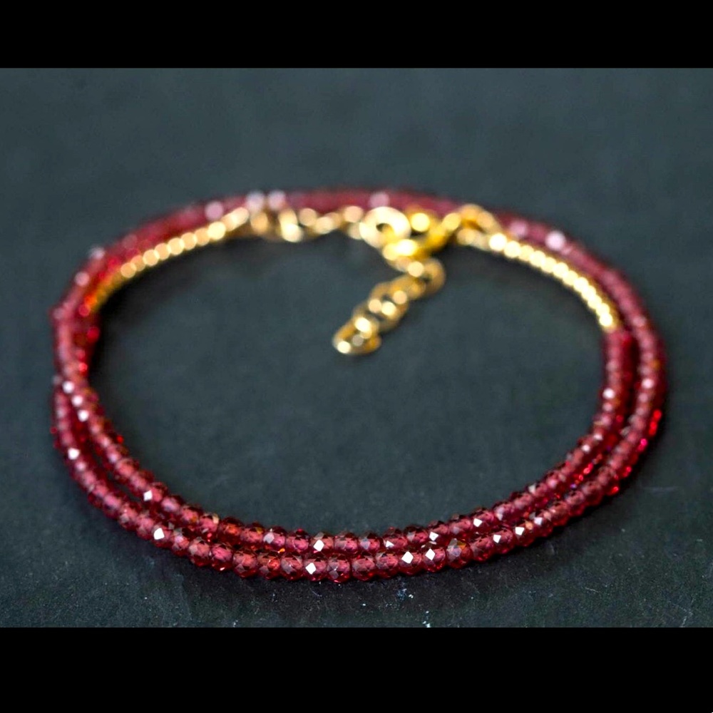 Garnet Necklace Choker 14k gold filled natural gemstone beaded handmade jewelry
